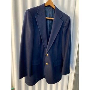 VTG Chaps Ralph Lauren 100% Wool Navy Jacket Gold Horse Buttons SZ 38/40 S/R